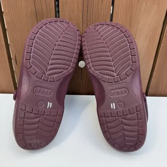 Men's Crocs Classic Burgundy Lined Clogs M12 - Picture 6 of 7